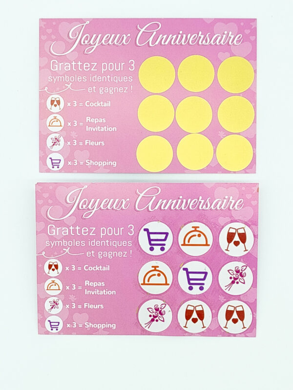 carte à gratter joyeux anniversaire avec une surprise au choix