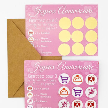 carte à gratter joyeux anniversaire avec une surpise au choix