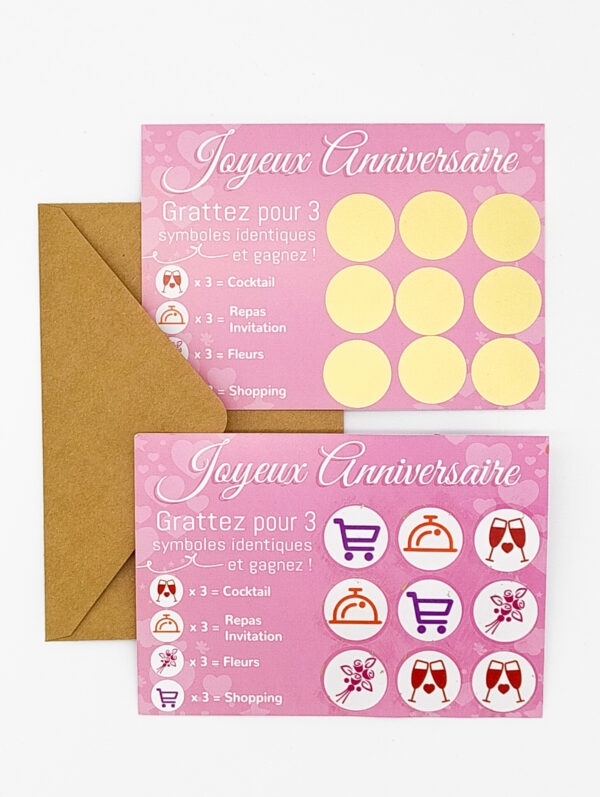 carte à gratter joyeux anniversaire avec une surpise au choix