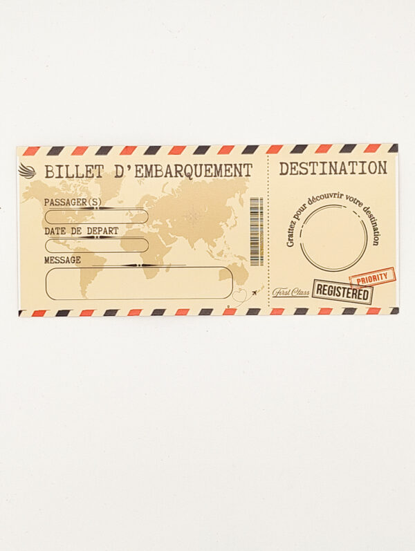 carte à gratter billet d'embarquement