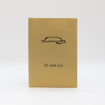 Pochette Carte Grise Personnalisée en cuir végan, fabriquée en France, couleur or doré - TREIZKOT