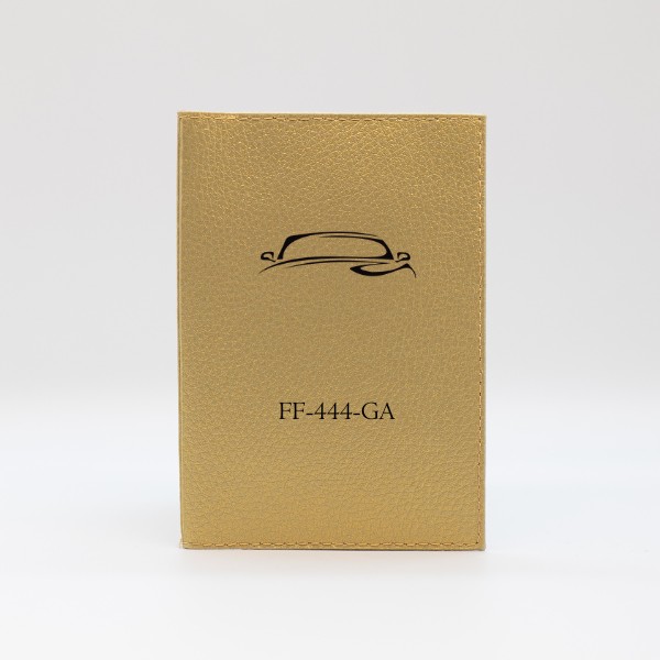 Pochette Carte Grise Personnalisée en cuir végan, fabriquée en France, couleur or doré - TREIZKOT