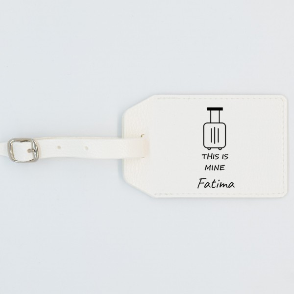Etiquette Bagage Personnalisée en cuir végan, fabriquée en France, couleur blanc - TREIZKOT