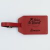 Etiquette Bagage Personnalisée en cuir végan, fabriquée en France, couleur rouge - TREIZKOT