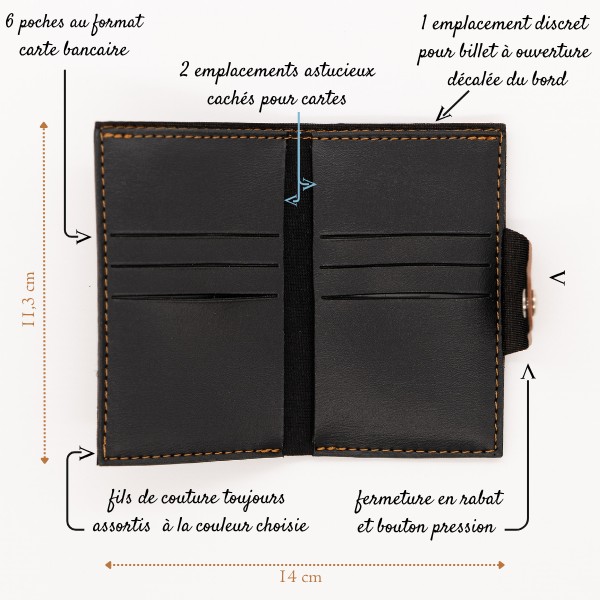 Porte Cartes Personnalisé en cuir végan, fabriquée en France, avantages et caractéristiques - TREIZKOT