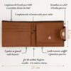 Portefeuille personnalisé en cuir végan de couleur marron, descriptif et qualité, fabriqué en France par TREIZKOT.