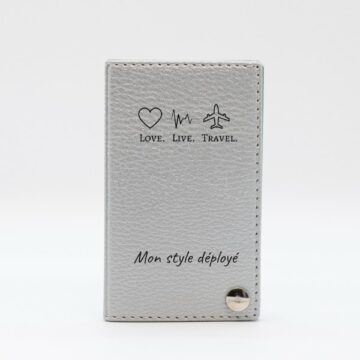 Porte Cartes Eventail Personnalisé gris, disponible en plusieurs couleurs, cuir végan, fabrication française - TREIZKOT