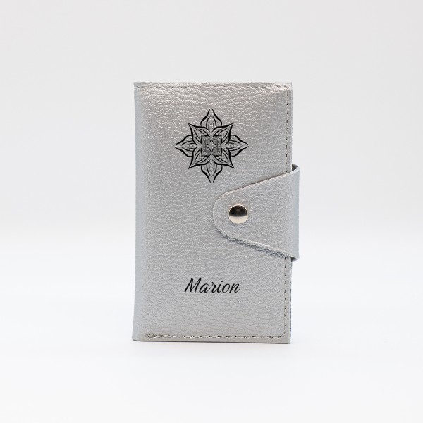 Porte Cartes Personnalisé en cuir végan, fabriquée en France, couleur gris - TREIZKOT