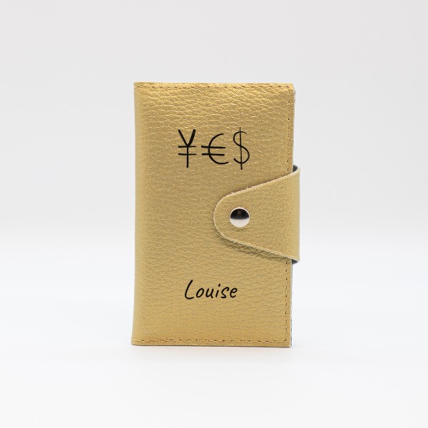 Porte Cartes Personnalisé en cuir végan, fabriquée en France, couleur or - TREIZKOT