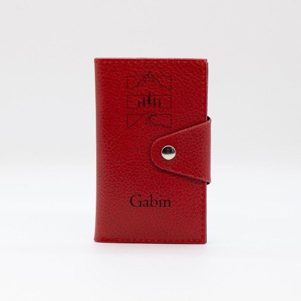 Porte Cartes Personnalisé en cuir végan, fabriquée en France, couleur rouge - TREIZKOT