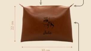 Trousse de voyage et de toilette personnalisable, cuir vegan certifié PETA, fabriquée en France par Treizkot