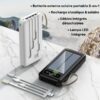 Batterie externe solaire portable 20000mAh 2-en-1 avec câbles intégrés détachables et lampe LED, chargeur de secours pour voyage et quotidien Treizkot.